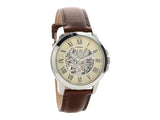 Fossil Grant Automatic Beige Skeleton Dial Brown Leather Strap Watch for Men - ME3099