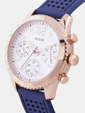 Guess Marina Multifunction White Dial Blue Rubber Strap Watch for Women - W1025L4