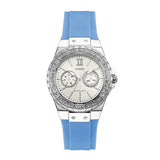 Guess Limelight Crystals White Dial Blue Rubber Strap Watch for Women - W1053L5