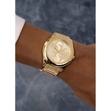 Guess G-Twist Gold Dial Gold Steel Strap Watch for Women - W1082L2