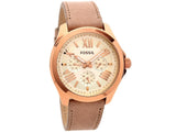 Fossil Cecile White Dial Sand Leather Strap Watch for Women - AM4532