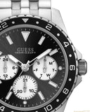 Guess Odyssey Black Dial Silver Steel Strap Watch For Men - W1107G1