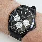 Guess Odyssey Quartz Black Dial Black Silicone Strap Watch For Men - W1108G3