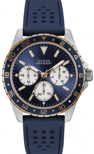 Guess Odyssey Multifunction Blue Dial Blue Rubber Strap Watch For Men - W1108G4