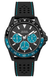Guess Odyssey Quartz Black Dial Black Leather Strap Watch For Men - W1108G5