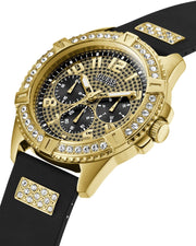 Guess Frontier Crystals Black Dial Black Silicone Strap Watch For Men - W1132G1