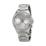 Guess Frontier Diamonds Silver Dial Silver Steel Strap Watch For Women - W1156L1