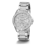 Guess Frontier Diamonds Silver Dial Silver Steel Strap Watch For Women - W1156L1