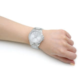 Guess Frontier Diamonds Silver Dial Silver Steel Strap Watch For Women - W1156L1