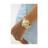 Guess Frontier Diamonds Gold Dial Gold Steel Strap Watch For Women - W1156L2