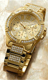 Guess Frontier Diamonds Gold Dial Gold Steel Strap Watch For Women - W1156L2