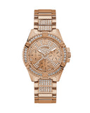 Guess Frontier Diamonds Rose Gold Dial Rose Gold Steel Strap Watch For Women - W1156L3