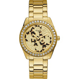 Guess G Twist Diamonds Gold Dial Gold Steel Strap Watch For Women - W1201L2