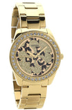 Guess G Twist Diamonds Gold Dial Gold Steel Strap Watch For Women - W1201L2