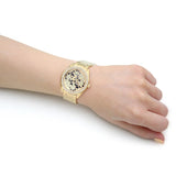 Guess G Twist Diamonds Gold Dial Gold Steel Strap Watch For Women - W1201L2