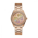 Guess G Twist Diamonds Rose Gold Dial Rose Gold Steel Strap Watch For Women - W1201L3