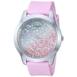 Guess Crush Crystals Silver Dial Pink Rubber Strap Watch for Women - W1223L1