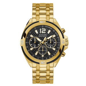 Guess Surge Chronograph Black Dial Gold Steel Strap Watch for Men - W1258G2