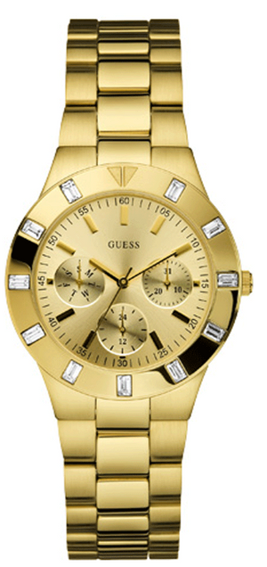 Guess Glisten Analog Gold Dial Gold Steel Strap Watch For Women - W13576l1