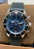 Breitling Superocean Heritage B01 Chronograph 44 Blue Dial Black Mesh Bracelet Watch for Men - AB0162121C1S1