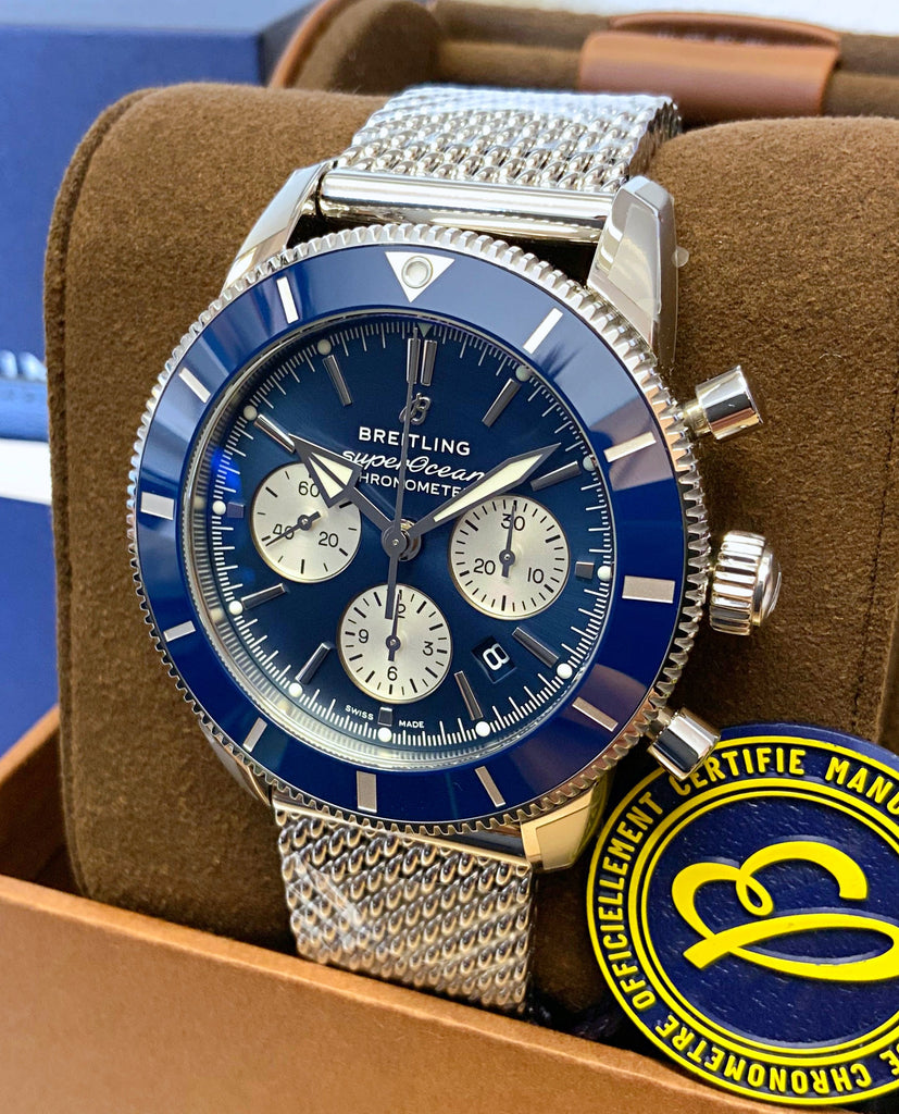 Breitling Superocean Heritage B01 Chronograph 44 Blue Dial Silver 