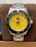 Breitling Superocean II Automatic 44mm Yellow Dial Silver Steel Strap Watch for Men - A17367021I1A1