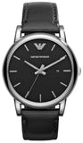 Emporio Armani Classic Quartz Black Dial Black Leather Strap Watch For Men - AR1692