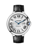 Cartier Ballon Bleu De Cartier Silver Dial Black Leather Strap Watch for Women - WSBB0028