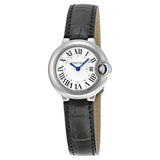 Cartier Ballon Bleu Silver Dial Black Leather Strap Watch for Women - W69018Z4