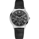 Guess Wafer Analog Black Dial Black Leather Strap Watch For Men - W70016G1