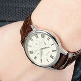 Guess Wafer Quartz White Dial Brown Leather Strap Watch For Men - W70016G2