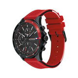 Tommy Hilfiger Multifunction Quartz Black Dial Red Rubber Strap Watch for Men  - 1791722