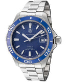 Tag Heuer Aquaracer Calibre 5 Automatic Blue Dial Silver Steel Strap Watch for Men - WAK2111.BA0830