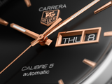 Jam Tangan Pria Tag Heuer Carrera Calibre 5 Automatic Black Dial Black Leather Strap - WAR201C.FC6266