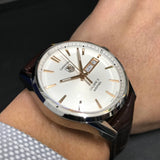 Tag Heuer Carrera Calibre 5 Jam Tangan Tali Kulit Coklat Dial Putih Otomatis untuk Pria - WAR201D.FC6291