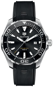 Tag Heuer Aquaracer Quartz Black Dial Black Rubber Strap Watch for Men -  WAY101A.FT6141