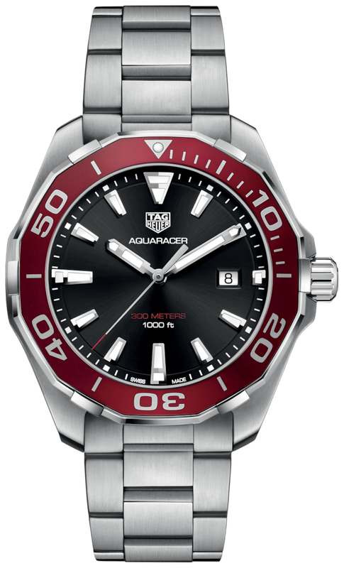 Jam Tangan Pria Tag Heuer Aquaracer Dial Hitam dengan Tali Baja Perak - WAY101B.BA0746