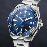 Jam Tangan Pria Tag Heuer Aquaracer dengan Dial Biru dan Tali Baja Perak - WAY101C.BA0746