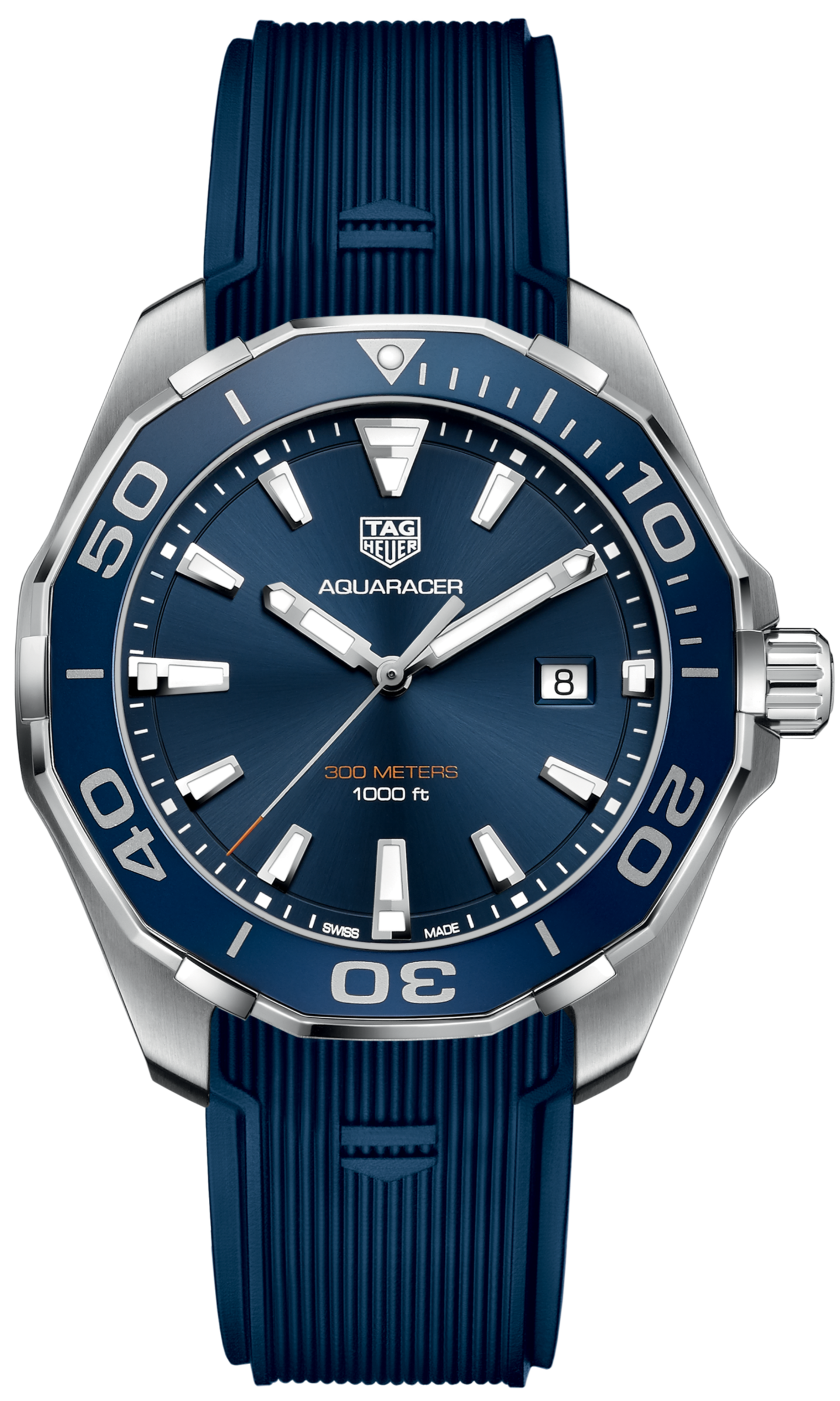 Tag Heuer Aquaracer Quartz Black Dial Black Rubber Strap