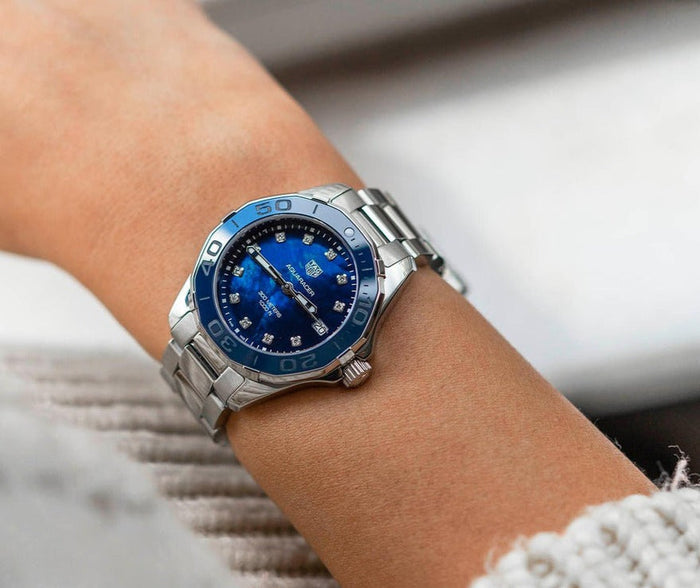 Tag Heuer Aquaracer Uhr mit blauem Zifferblatt fur Damen