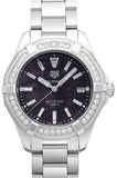 Jam Tangan Tag Heuer Aquaracer Quartz Diamonds Black Dial Silver Steel Strap untuk Wanita - WAY131P.BA0748