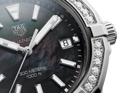 Tag Heuer Aquaracer Quartz Diamonds Black Dial Silver Steel Strap Watch for Women - WAY131P.BA0748