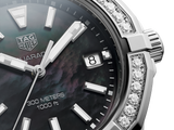 Jam Tangan Tag Heuer Aquaracer Quartz Diamonds Black Dial Silver Steel Strap untuk Wanita - WAY131P.BA0748