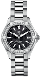 Jam Tangan Tag Heuer Aquaracer Quartz Diamonds Black Dial Silver Steel Strap untuk Wanita - WAY131P.BA0748