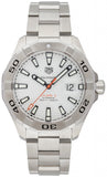 Tag Heuer Aquaracer Calibre 5 Jam Tangan Tali Baja Perak Dial Putih Otomatis untuk Pria - WAY2013.BA0927