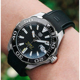 Tag Heuer Aquaracer Calibre 5 Jam Tangan Tali Karet Hitam Dial Hitam Otomatis untuk Pria - WAY201A.FT6142