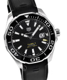 Tag Heuer Aquaracer Calibre 5 Jam Tangan Tali Karet Hitam Dial Hitam Otomatis untuk Pria - WAY201A.FT6142