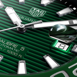 Tag Heuer Aquaracer Calibre 5 Green Dial Silver Steel Strap Watch untuk Pria - WAY201S.BA0927