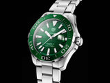 Tag Heuer Aquaracer Calibre 5 Green Dial Silver Steel Strap Watch untuk Pria - WAY201S.BA0927