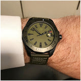 Tag Heuer Aquaracer Automatic Green Dial Khakhi Green Nylon Strap Watch for Men - WAY208E.FC8222